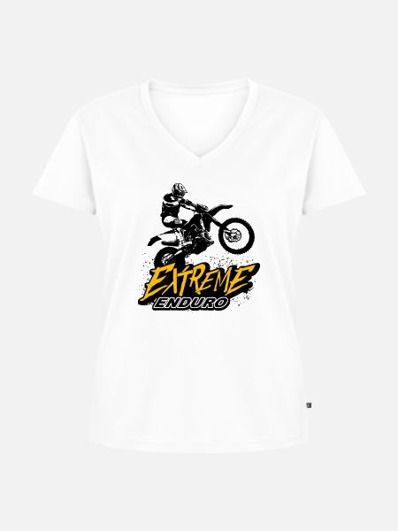 Enduro Offroad - Frauen Premium Bio T-Shirt mit V-Ausschnitt - Weiß