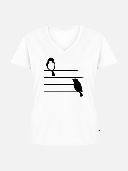 Spatzen - Frauen Premium Bio T-Shirt mit V-Ausschnitt - Weiß