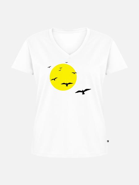 Abendflug - Frauen Premium Bio T-Shirt mit V-Ausschnitt - Weiß