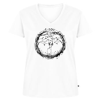 Der Wald - Frauen Premium Bio T-Shirt mit V-Ausschnitt - Weiß - Vorne - AI Model Female 172 dark (172cm)