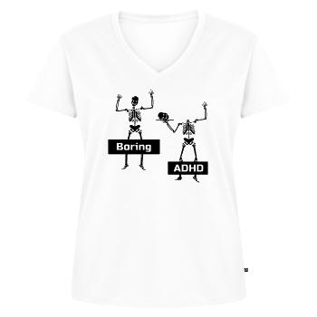 Boring vs ADHD ADHS Spruch Geschenk - Frauen Premium Bio T-Shirt mit V-Ausschnitt - Weiß - Vorne - AI Model Female 172 dark (172cm)
