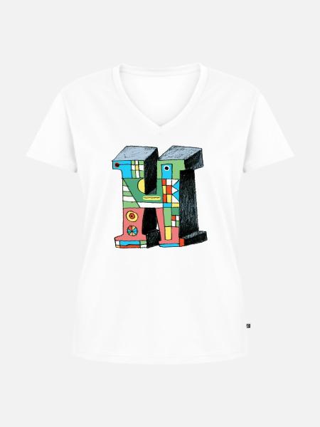 Buchstabe H - Frauen Premium Bio T-Shirt mit V-Ausschnitt - Weiß