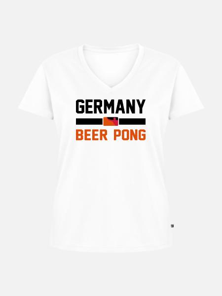 Germany Beer Pong - Frauen Premium Bio T-Shirt mit V-Ausschnitt - Weiß