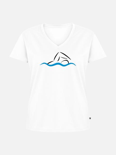 schwimmen - Frauen Premium Bio T-Shirt mit V-Ausschnitt - Weiß