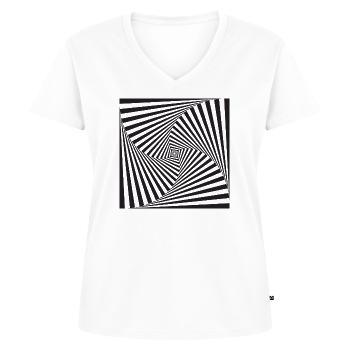 Schwarzes Vortex Tunnel Muster - Frauen Premium Bio T-Shirt mit V-Ausschnitt - Weiß - Vorne - AI Model Female 172 dark (172cm)