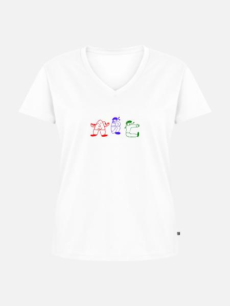 Mein ABC - Frauen Premium Bio T-Shirt mit V-Ausschnitt - Weiß
