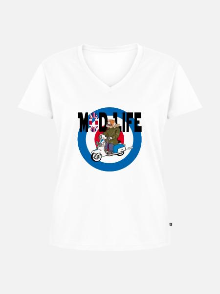 Mod Leben - Frauen Premium Bio T-Shirt mit V-Ausschnitt - Weiß