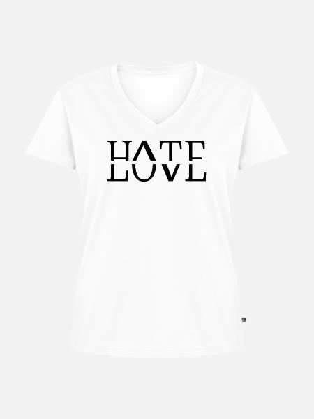 Love hate - Frauen Premium Bio T-Shirt mit V-Ausschnitt - Weiß