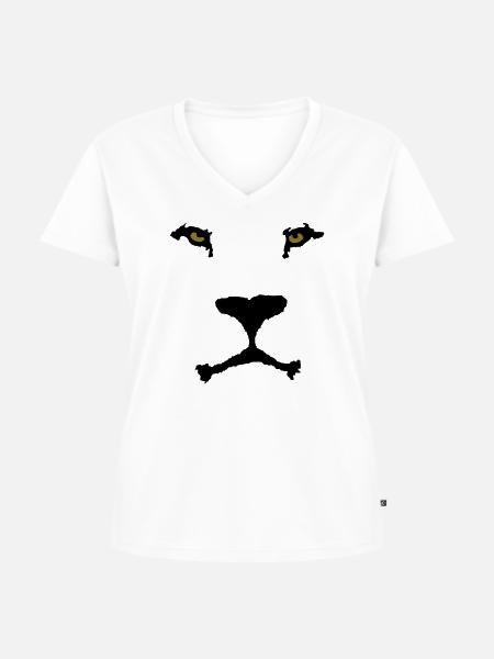 Löwen Gesicht - Frauen Premium Bio T-Shirt mit V-Ausschnitt - Weiß