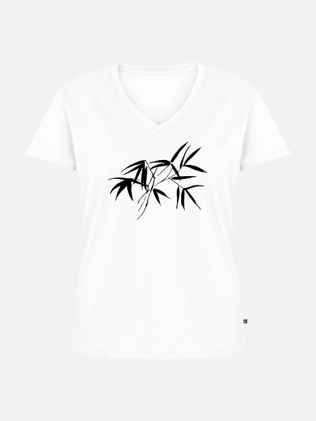 Bambus - Frauen Premium Bio T-Shirt mit V-Ausschnitt - Weiß