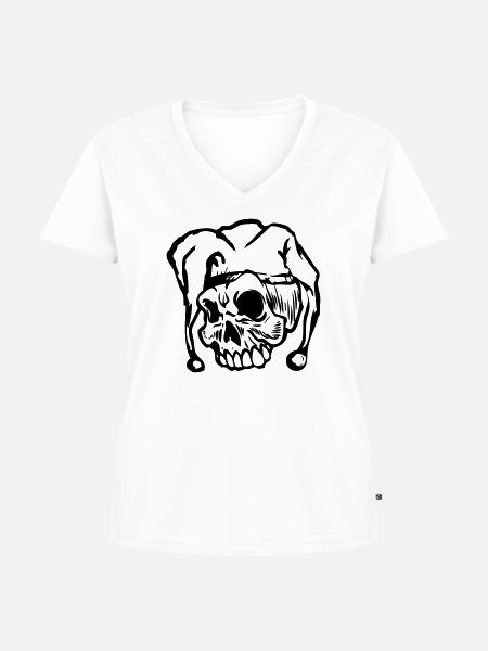 Joker Totenkopf - Frauen Premium Bio T-Shirt mit V-Ausschnitt - Weiß