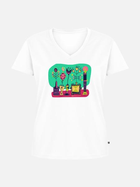 Floristen Kunst - Frauen Premium Bio T-Shirt mit V-Ausschnitt - Weiß