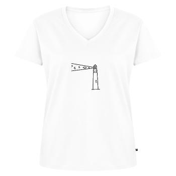 Leuchtturm - Frauen Premium Bio T-Shirt mit V-Ausschnitt - Weiß - Vorne - AI Model Female 172 dark (172cm)
