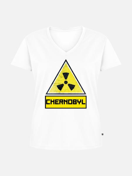 Tschernobyl radioaktiv - Frauen Premium Bio T-Shirt mit V-Ausschnitt - Weiß