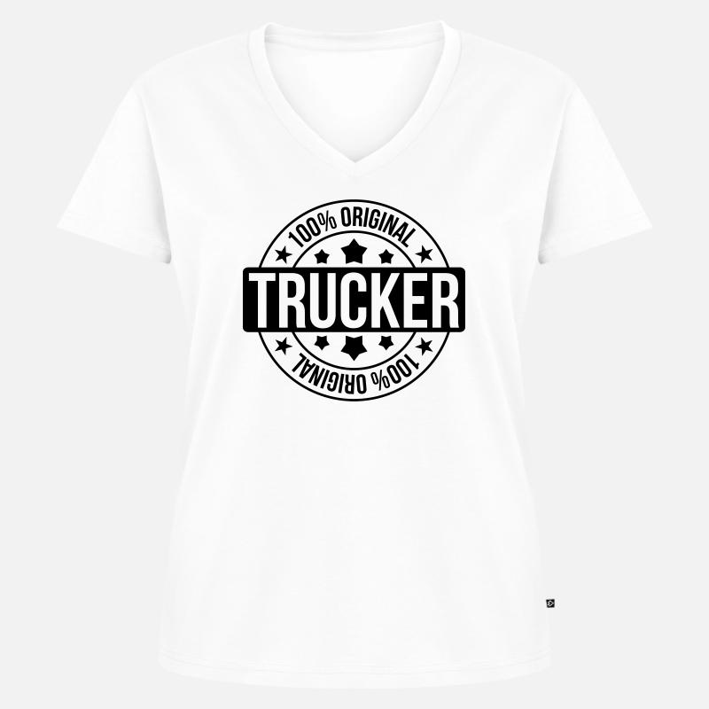Trucker - Women's Premium Organic V-neck T-shirt - white