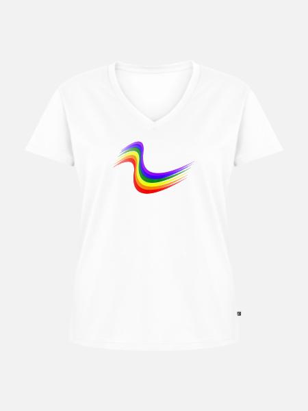 Rainbow wave - Frauen Premium Bio T-Shirt mit V-Ausschnitt - Weiß
