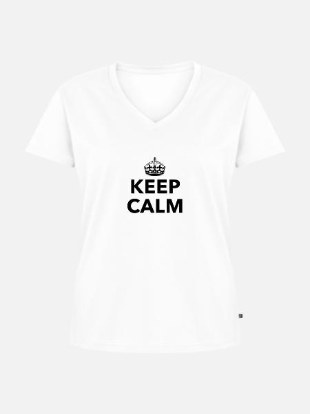 Bleib ruhig anpassbar - Frauen Premium Bio T-Shirt mit V-Ausschnitt - Weiß