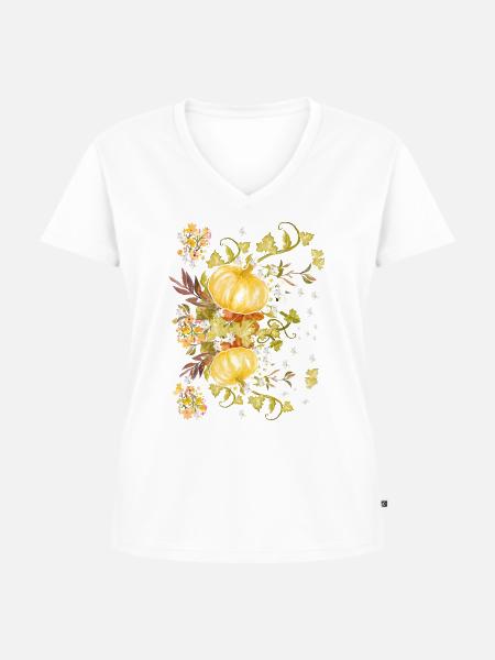 Kürbise - Herbst - Frauen Premium Bio T-Shirt mit V-Ausschnitt - Weiß