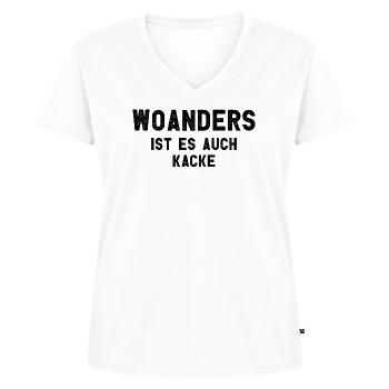 Woanders Ist Es Auch Kacke Arbeit - Frauen Premium Bio T-Shirt mit V-Ausschnitt - Weiß - Vorne - AI Model Female 172 dark (172cm)