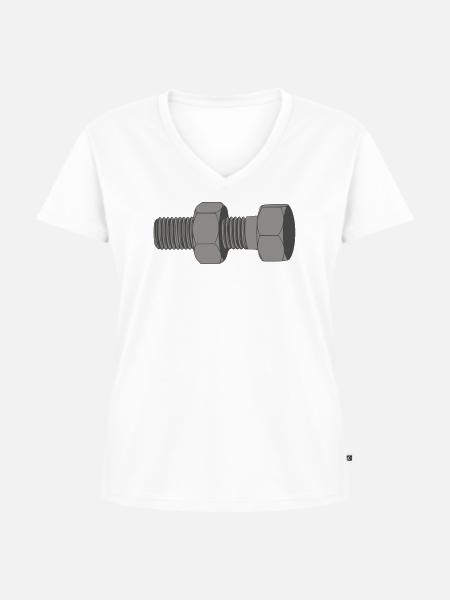 Bolzen - Frauen Premium Bio T-Shirt mit V-Ausschnitt - Weiß