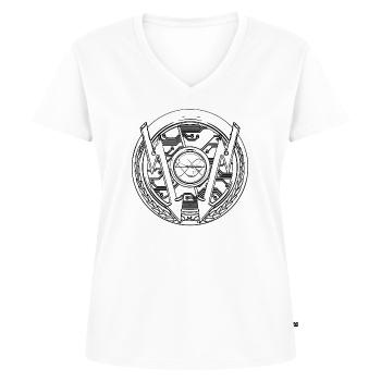 Modèle électrique artisanal - T-shirt encolure en V Premium bio Femme - blanc - Devant - AI Model Female 172 dark (172cm)