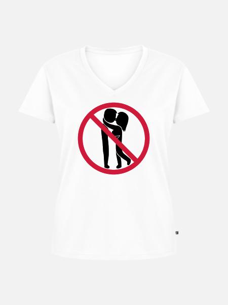 Küssen verboten Schild - Frauen Premium Bio T-Shirt mit V-Ausschnitt - Weiß