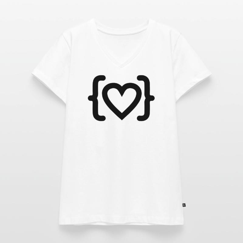 Herz des Programmierer-Code-Logos Frauen Premium Bio T-Shirt mit V-Ausschnitt