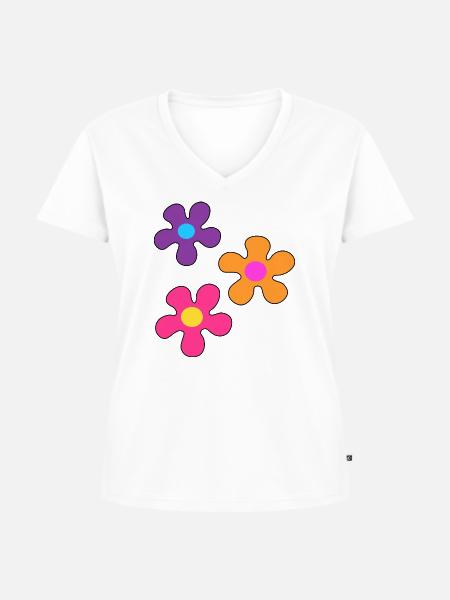 Hippie-Blumen - Frauen Premium Bio T-Shirt mit V-Ausschnitt - Weiß