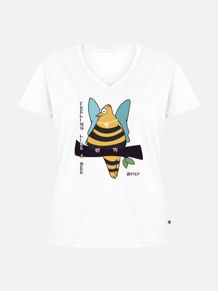 feeling like a bee - Frauen Premium Bio T-Shirt mit V-Ausschnitt - Weiß