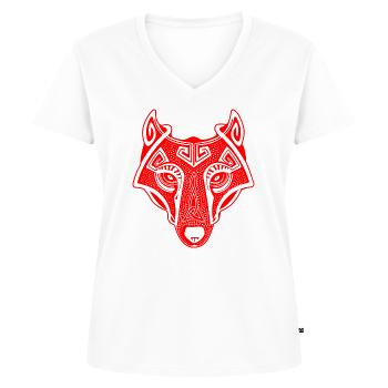Viking Wolf rot transparent - Frauen Premium Bio T-Shirt mit V-Ausschnitt - Weiß - Vorne - AI Model Female 172 dark (172cm)