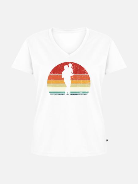 Horizon Silhouette Duo - Frauen Premium Bio T-Shirt mit V-Ausschnitt - Weiß