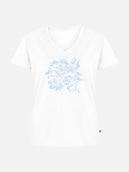 Meeresmuster - Frauen Premium Bio T-Shirt mit V-Ausschnitt - Weiß