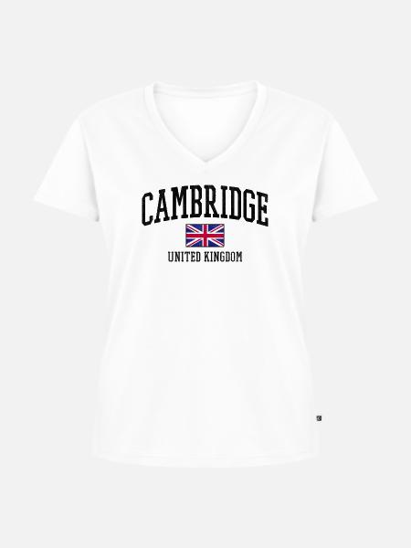 Cambridge England - Frauen Premium Bio T-Shirt mit V-Ausschnitt - Weiß