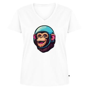 Singe de l’espace - T-shirt encolure en V Premium bio Femme - blanc - Devant - AI Model Female 172 dark (172cm)