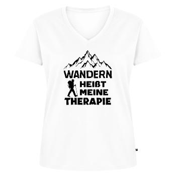 Bergwanderung Wanderung Wanderer Wandern Statement - Frauen Premium Bio T-Shirt mit V-Ausschnitt - Weiß - Vorne - AI Model Female 172 dark (172cm)