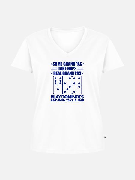 Domino Design - Frauen Premium Bio T-Shirt mit V-Ausschnitt - Weiß