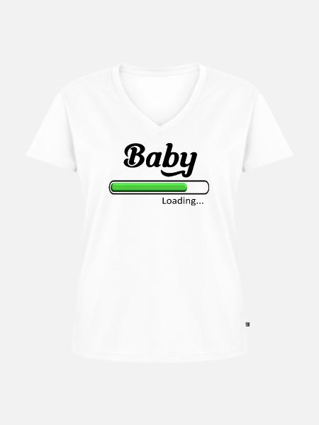 Baby-Loading. - Frauen Premium Bio T-Shirt mit V-Ausschnitt - Weiß