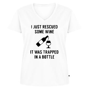 Ella Lopez "Rescued wine" - Frauen Premium Bio T-Shirt mit V-Ausschnitt - Weiß - Vorne - AI Model Female 172 dark (172cm)