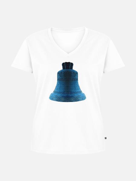 Metallglocke, schenken - Frauen Premium Bio T-Shirt mit V-Ausschnitt - Weiß