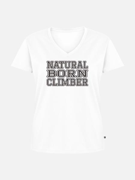 Geborener Kletterer - Frauen Premium Bio T-Shirt mit V-Ausschnitt - Weiß