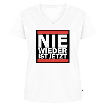 Nie wieder ist jetzt - Frauen Premium Bio T-Shirt mit V-Ausschnitt - Weiß - Vorne - AI Model Female 172 dark (172cm)