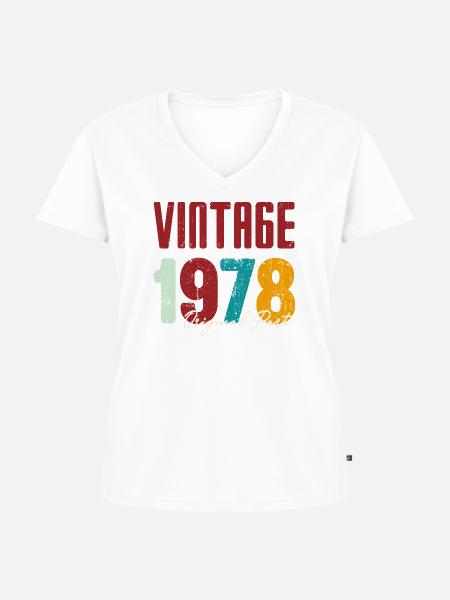 Jahrgang 1978 Originalteil - Frauen Premium Bio T-Shirt mit V-Ausschnitt - Weiß