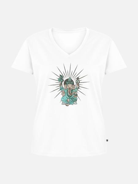 Indischer Elefant Ganesha. - Frauen Premium Bio T-Shirt mit V-Ausschnitt - Weiß