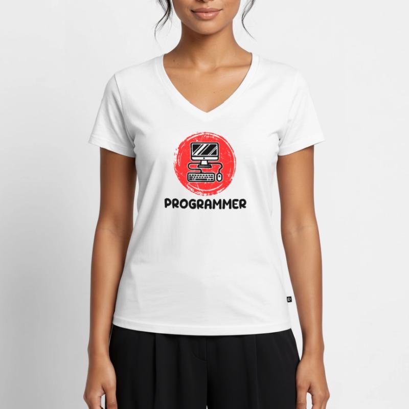 Computer Developer Programmer Code Scripting Women's Premium Organic V-neck T-shirt