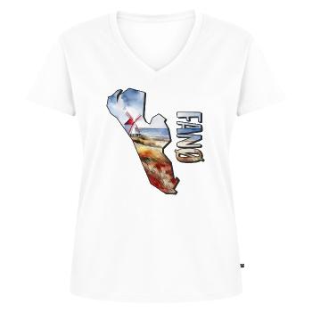 Aquarell Landkarte Fanø - Frauen Premium Bio T-Shirt mit V-Ausschnitt - Weiß - Vorne - AI Model Female 172 dark (172cm)