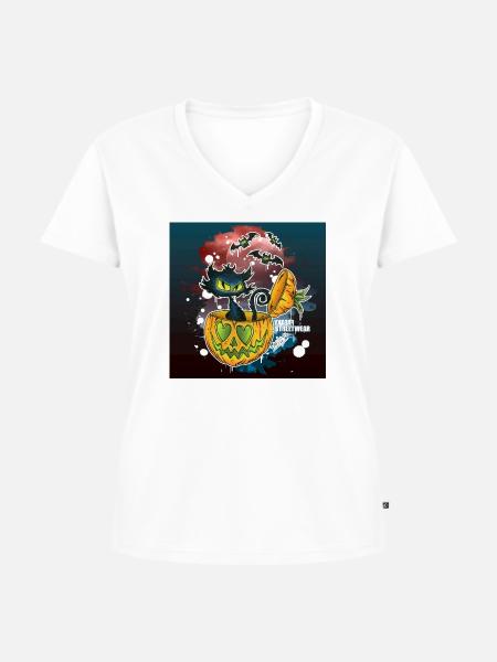 El Gaucho in a pumpkin - Frauen Premium Bio T-Shirt mit V-Ausschnitt - Weiß
