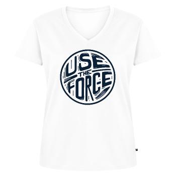 Utilisez la force 2 - T-shirt encolure en V Premium bio Femme - blanc - Devant - AI Model Female 172 dark (172cm)