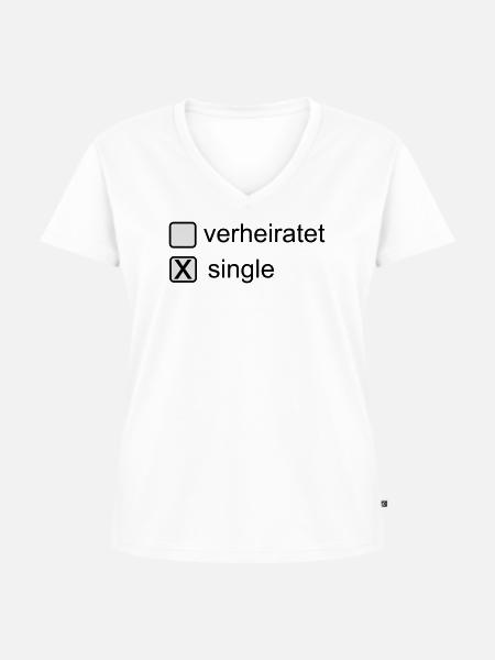 Single - Frauen Premium Bio T-Shirt mit V-Ausschnitt - Weiß