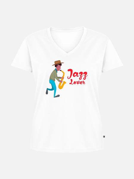 Jazz-Liebhaber - Frauen Premium Bio T-Shirt mit V-Ausschnitt - Weiß
