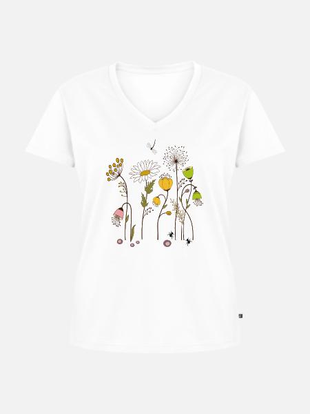 Gartenblumen - Frauen Premium Bio T-Shirt mit V-Ausschnitt - Weiß